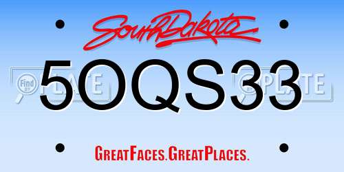 5OQS33 South Dakota License Plate