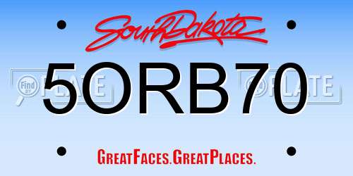 5ORB70 South Dakota License Plate