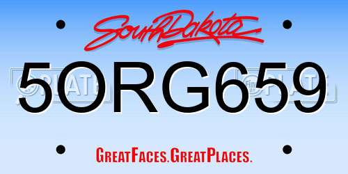 5ORG659 South Dakota License Plate