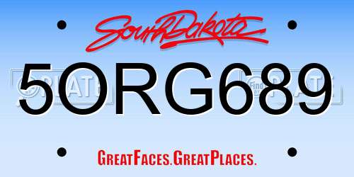 5ORG689 South Dakota License Plate