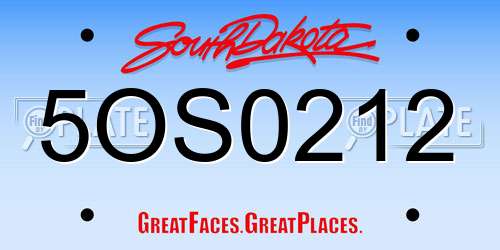 5OS0212 South Dakota License Plate