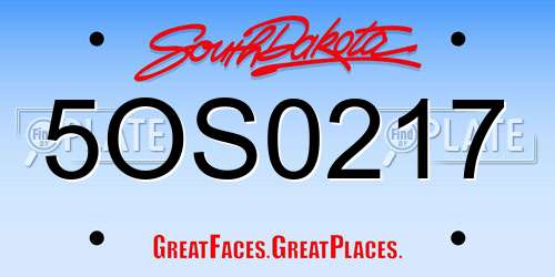 5OS0217 South Dakota License Plate