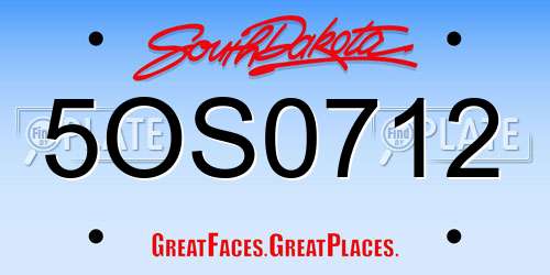 5OS0712 South Dakota License Plate