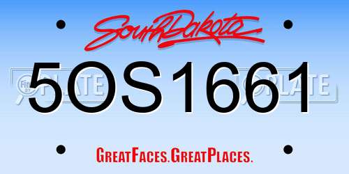 5OS1661 South Dakota License Plate