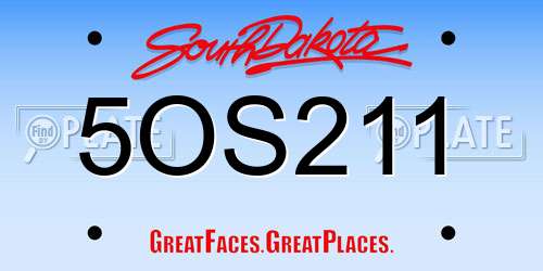 5OS211 South Dakota License Plate