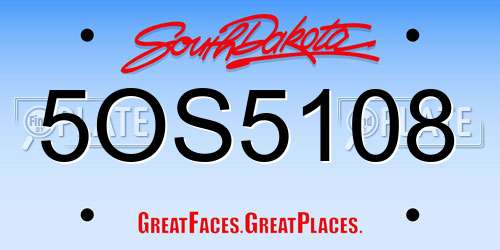 5OS5108 South Dakota License Plate