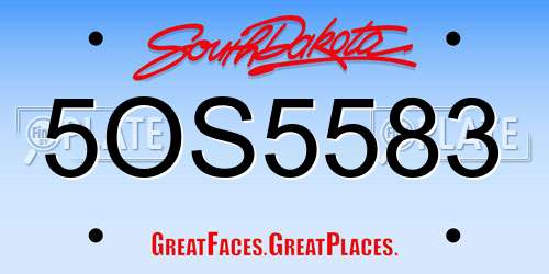 5OS5583 South Dakota License Plate
