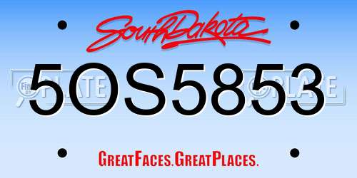 5OS5853 South Dakota License Plate