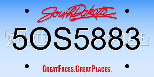 5OS5883 South Dakota License Plate