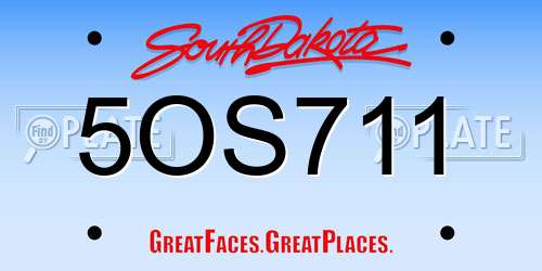 5OS711 South Dakota License Plate