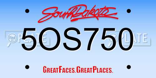 5OS750 South Dakota License Plate