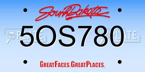 5OS780 South Dakota License Plate