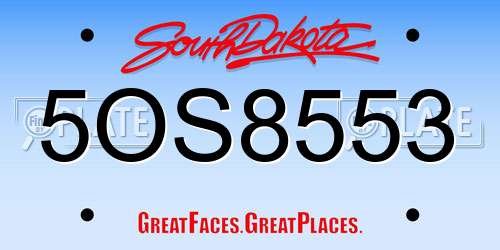 5OS8553 South Dakota License Plate