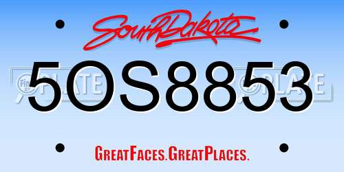 5OS8853 South Dakota License Plate