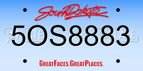 5OS8883 South Dakota License Plate