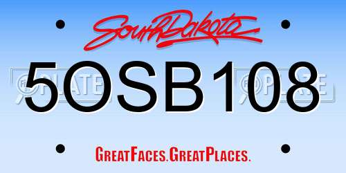 5OSB108 South Dakota License Plate