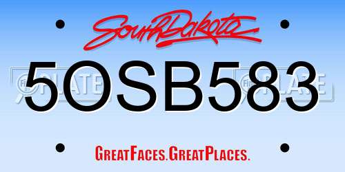 5OSB583 South Dakota License Plate