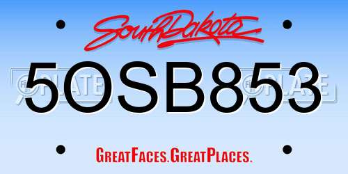 5OSB853 South Dakota License Plate