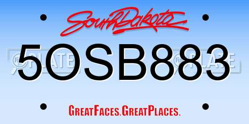 5OSB883 South Dakota License Plate