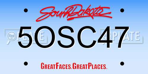 5OSC47 South Dakota License Plate