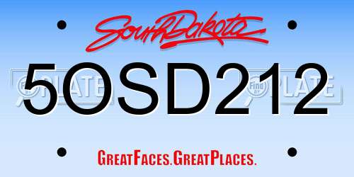 5OSD212 South Dakota License Plate