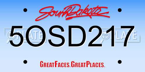 5OSD217 South Dakota License Plate