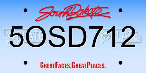 5OSD712 South Dakota License Plate