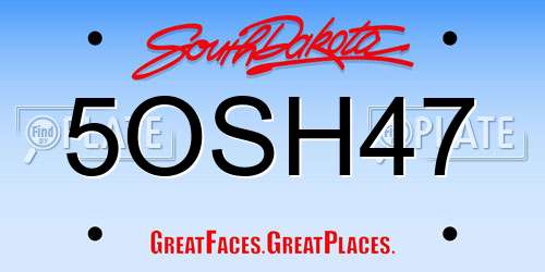 5OSH47 South Dakota License Plate