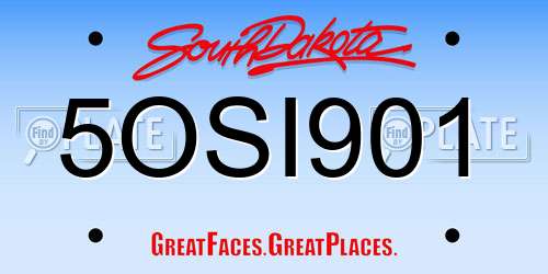 5OSI901 South Dakota License Plate
