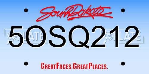 5OSQ212 South Dakota License Plate