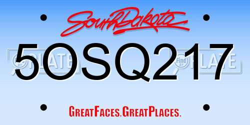 5OSQ217 South Dakota License Plate