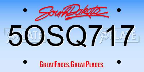 5OSQ717 South Dakota License Plate