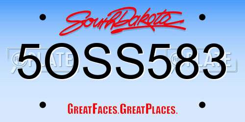 5OSS583 South Dakota License Plate