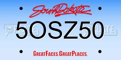 5OSZ50 South Dakota License Plate