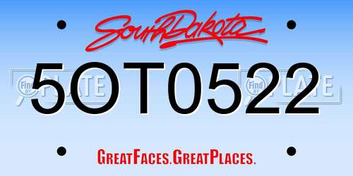 5OT0522 South Dakota License Plate