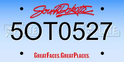5OT0527 South Dakota License Plate