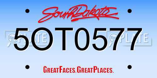 5OT0577 South Dakota License Plate