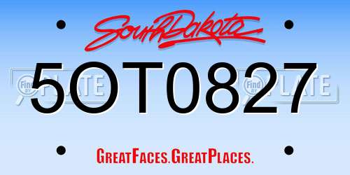 5OT0827 South Dakota License Plate