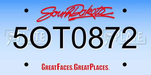 5OT0872 South Dakota License Plate