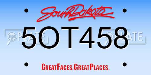 5OT458 South Dakota License Plate