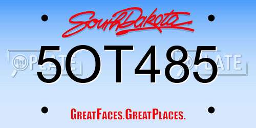 5OT485 South Dakota License Plate