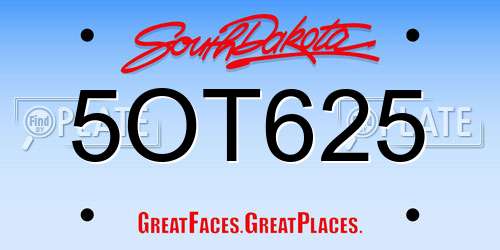5OT625 South Dakota License Plate