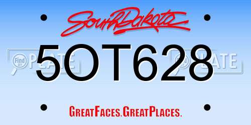 5OT628 South Dakota License Plate