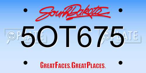 5OT675 South Dakota License Plate