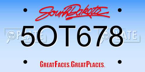 5OT678 South Dakota License Plate