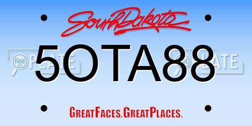5OTA88 South Dakota License Plate