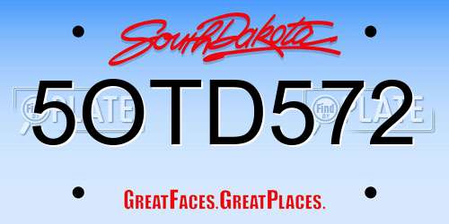 5OTD572 South Dakota License Plate