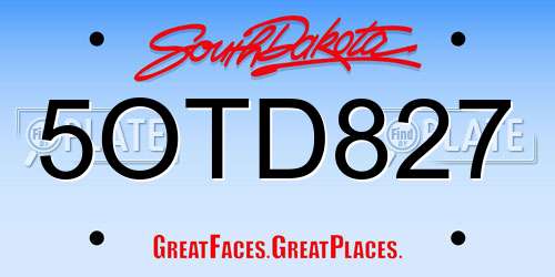 5OTD827 South Dakota License Plate
