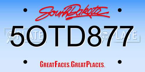 5OTD877 South Dakota License Plate