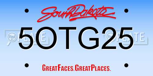 5OTG25 South Dakota License Plate
